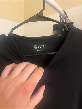 X-Cuts Black Curve-Hem Top